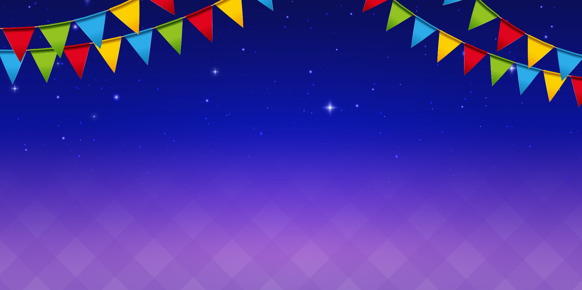 Céu estrelado com bandeirolas
